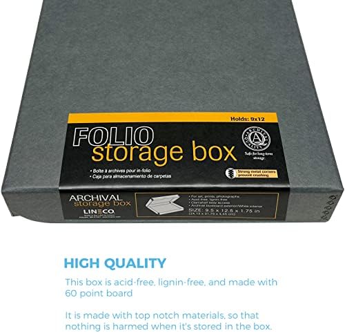 Lineco Clamshell Archival Storage Box, 9.5x12.5x1.75 Inch, Gray, Pack of 2 - Image 4