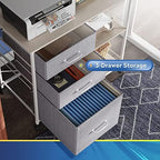 DEVAISE 3 Drawer Mobile File Cabinet, Fabric Lateral Filing Cabinet - Image 4