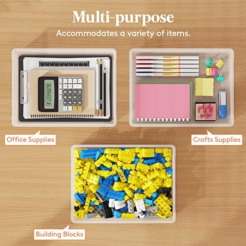 Lifewit 6 Pack Paper Organizer Storage, 12x9 Multi-Purpose Plastic File Box with Latching Lids, Containers for A4, Letter, Scrapbook, Document, Magazine, Art Supplies, Clear - Image 4