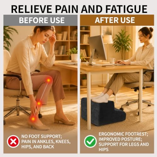 Foot Rest for Under Desk at Work,2-Tier Ergonomic Footrest for Office,Brown - Image 4