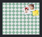 PinPix 15x13 inch Cork Bulletin Board. This Decorative Framed Pin Board Comes with Diamond Pattern in Green and White Design and Satin Black. Ideal for Home, Office Decor or School (PinPix-330) by PinPixBulletinBoards