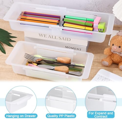 4 PCS Deep Drawer Organizer Bin Adjustable Sliding Drawer Organizers - Image 3