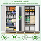 Aobabo Upgraded Garage Storage Cabinets with Wheels,Metal Storage Cabinets with 5 Adjustable Shelves for Garage Home Office Storage, Grey&White,71''H*32''W*16''D,Assembly Required - Image 5