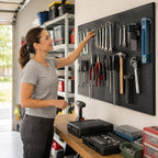 36 x 20 Inch Metal Pegboard Kit, 3Pack Pegboard Panels with 100Pack Hooks, Black Peg Board Wall Organizer for Garage Workbench - Image 4