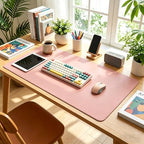 Leather Desk Pad Protector,(Pink, 24" x 47") Non-Slip Desk Pad,on-Slip PU Leather Large Mouse Pad,Easy Clean Desk Protecor Mat,Writing Pad for Office Work/Home/Decor - Image 2