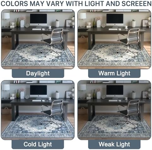 48"x72" Office Chair Mat for Hardwood Floor, Non-Slip Washable Navy - Image 6