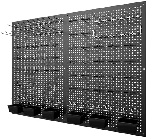 Pegboard kit with Accessories,Includes 2 Pack 16" X 24" Steel Peg Board and 120 PCS Varied Pegboard Accessories,can be Used for Tool Storage and Garage Organization. (Black Box) by Daanxw