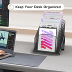 Sinboun Inclined Desk File Organizer Folder Holder with 8-Section, Black - Image 4