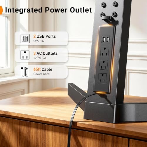 Perlegear Swivel TV Stand with Power Outlet for 42–90" TVs up to 132 lbs - Image 2