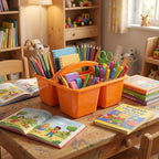 Kathfly 12 Pack Classroom Caddy Organizer with Handle Bulk, Blue Orange - Image 4