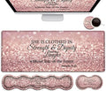 Keyboard Mouse Pad Set,Extended Gaming Mouse Pad + Memory Foam Keyboard Wrist Rest Support, Proverbs 31:25, Bible Pink Office Desk Mat Writing Pad Easy Typing Pain Relief,XXL Large Mousepad Desk Mat by FDHHKJUKO