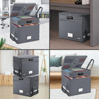 DocSafe File Box with Lock,Multi-Layer Fireproof Document Box Collapsible File Storage Organizer with Pockets/Handle,Large Portable Home Office Filing Box for Hanging Letter/Legal Size Folders,Gray - Image 3