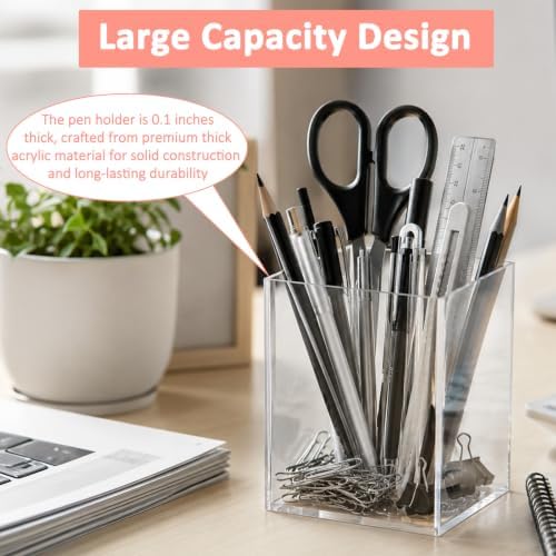 Mototo 12PCS Clear Acrylic Pen Holder Pencil Cup Office Desk Organizer Case - Image 6