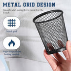 24 Pack Metal Pen Holder, Wire Mesh Pen Cup Pencil Holder Black Metal Pencil Cup for Home Office Desk Pen Holder Supplies - Image 5