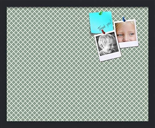 PinPix 21x17 inch Cork Bulletin Board. This Decorative Framed Pin Board Comes with Diamond Pattern in Nile Green Design and Satin Black. Ideal for Home, Office Decor or School (PinPix-380) by PinPixBulletinBoards