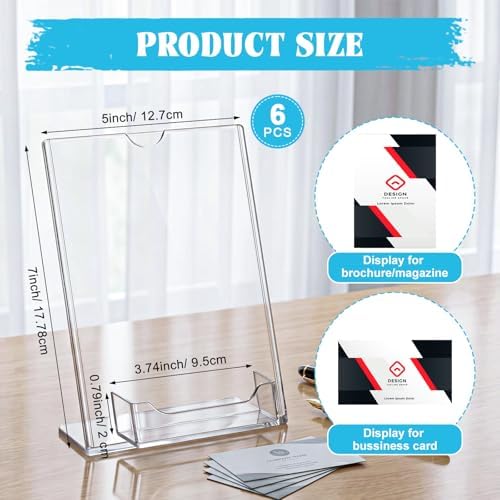 12 Pcs Acrylic Sign Holder Business Card Holder, 5 x 7 Inch, Top Insert - Image 2