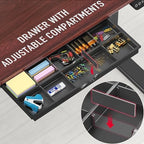SHW 55 x 28 Electric Height Adjustable Standing Desk w/Drawer, Cherry - Image 5