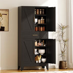 COFaR 71" Metal Pantry Cabinet with Drawer, Black Storage Cabinet with Adjustable Shelves, 3-Section Industrial Cupboard for Kitchen & Office by COFAR