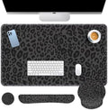 Arttown Keyboard Mouse Pad Set, 4 in 1 Desk Mat Set Leopard Black by Arttown