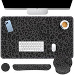 Arttown Keyboard Mouse Pad Set, 4 in 1 Desk Mat Set Leopard Black by Arttown