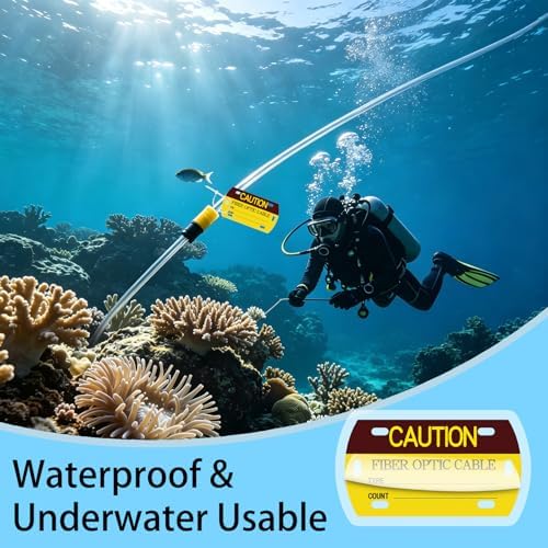 52 Pcs Optic Cable Tag Yellow Waterproof Self-Laminating Writable HDPE Labels 3.5 x 2 Inches with 4 Marker Pen for Cable Management, Maintenance, Communication - Image 4
