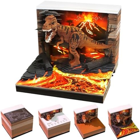 3D Calendar 2027,Time Piece Calendar 2027,Cute Dinosaur 3D Art Notepad Calendars,3D Memo Pad,Tear Away Calendars,Christmas Gift,New Year Gift,paper sculpture calendar (Flaming T-Rex) by WelcomeHOTOYMDS%EF%BC%81