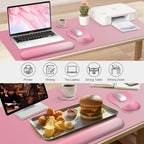 4-in-1 Large Gaming Mouse Pad, Keyboard Wrist Rest Pad & Wrist Support Mousepad Set, Extended Desk Pad Waterproof Desk Mat for Home Office Decor Study Game 35.4×15.7 Inches I Gradient Pink Blush - Image 3