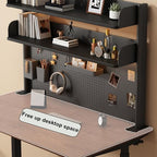 31.4in Clamp on Desk Shelf with Pegboard, Black Desktop Bookshelf Organizer - Image 5