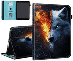 Case for Samsung Galaxy Tab S10 FE Plus 13.1 Inch 2025 Model (SM-X620/X626),Card Slot PU Leather TPU Case Pen Holder Auto Wake Sleep,Wolf in the Fire by Unknown