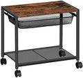 HOOBRO Under Desk Printer Stand, Industrial Printer Cart with Storage Shelf, 2-Tier Mobile Printer Table on Wheels, Heavy Duty Machine Storage Rack for Office and Home Rustic Brown + Black BF12PS01 by HOOBRO