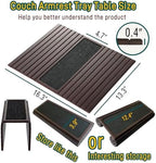 Bamboo Couch Arm Tray Table with Anti-Slip Cork Pad，Foldable Sofa Armrest Tray Table for Couch，Flexible Couch Arm Cup Holder，Portable Sofa Arm Chair Table for Drink, Snacks, Phone, Remote (Mahogany) - Image 3