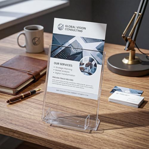 12 Pcs Acrylic Sign Holder Business Card Holder, 5 x 7 Inch, Top Insert - Image 3