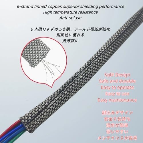 Self-Wrapping EMI RFI Shielding Sleeve, 1m/5m Available, Tinned Copper & PET Braided, Auto-Tightening, Flexible and Bendable Cable Protection Sleeve 5/16" 16.4 ft - Image 3