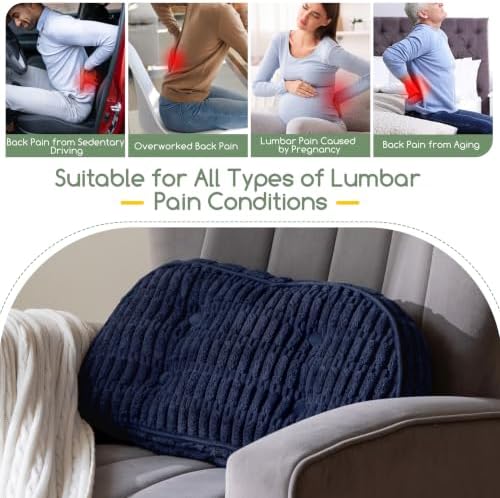 Lumbar Support Pillow for Recliner Chair/Accent Chair/Couch/Office Chair, Tufted Blended Corduroy Back Support Cushion for Elderly, Recliner Cushions for Back Rest, Pain Relief, Reading, Navy - Image 7