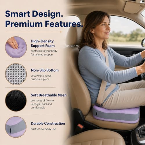 Seat Cushions for Office Chairs Wheelchair Cushion for Long Sitting Back Pain，Memory Foam Seat Car Computer Desk Chair Cushion，Coccyx Cushion for Tailbone Pain Relief Office Chair Butt Pillow Purple - Image 6
