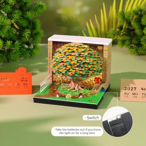 3D Calendar 2027,3D Memo Pad Time Piece Calendar 2027 Creative Desk Calendar Art Paper Sculpture Osmanthus Tree, 2027 Tear Off Calendar DIY Decorative Gift - Image 4