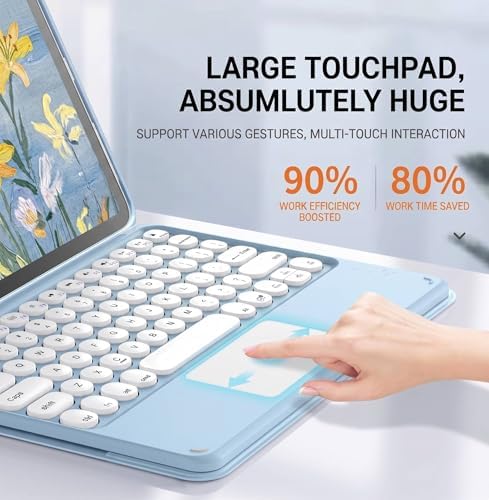 Keyboard Case with Touchpad for Galaxy Tab S10 FE/S10 Lite/S9 FE 10.9-Inch, Tab S9 11", Detachable Keyboard Case with Touchpad, 360 Degree Rotating Stand Cover with S Pen Holder, Blue - Image 6