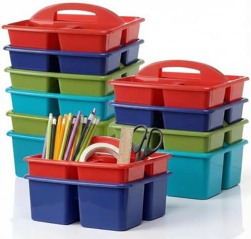 Kathfly 12 Pack Classroom Caddy Organizer with Handle Bulk, Deep Color by Kathfly