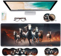 Ergonomic Keyboard Wrist Rest & Mouse Pad Wrist Rest Set, Large XXL Gaming Desk Mat 31.5"x 11.8" with Non-Slip Base, Memory Foam, Easy Typing Pain Relief for Home & Office, Running Horses by Unknown