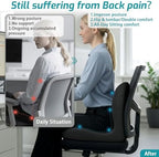 Memory Foam Seat Cushion,Office Chair Cushion with Lumbar Support for Back Pressure Relief, Car Seat Cushion with Adjustable Strap,Sciatica Pad Cushions for Car,Truck, Desk,Gaming Chair - Image 4