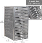 Mind Reader 10-Drawer Desk Organizer for Office Supplies, Crafts, Mail Sorting & More, Metal Mesh, Silver - Image 2