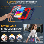 Case for iPad (A16) 11th/10th Generation 11/10.9 Inch 2025/2022, Ubearkk for iPad a16 case with Screen Protector, 360 Degree Rotating Stand Shoulder Strap Pencil Holder,Navy Red - Image 2