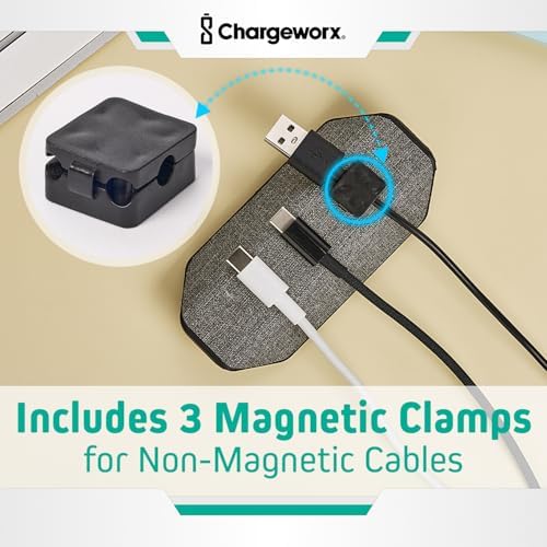 Magnetic Cable Management Organizer 4-PK, Cord Holder, 12 Clips, Desk Setup - Image 4
