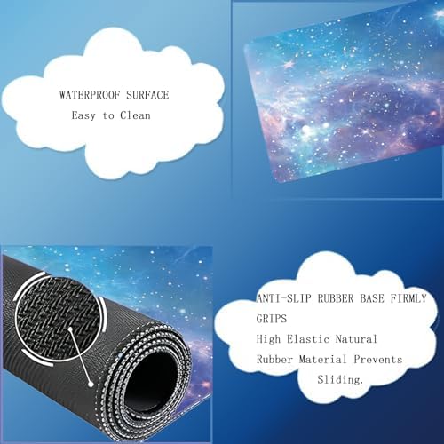 Cloud Wrist Rest Keyboard Galaxy Mouse Pad Set Gradient Blue Large Desk Mat Ergonomic Space Wrist Pad Memory Foam Non-Slip Stars Wrist Support for Computer Laptop Gaming Home Office Relief Typing Pain - Image 6