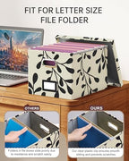 Oterri 2 Pack File Storage Organizer, Document Organizer, Portable File Box with Lid, Fit for Letter/Legal File Folder Storage,Leaf Black/Cream-Box only - Image 3