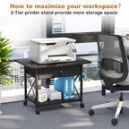 EasyCom Large Printer Stand with Fabric Storage Drawer and Locking Wheels - Image 5