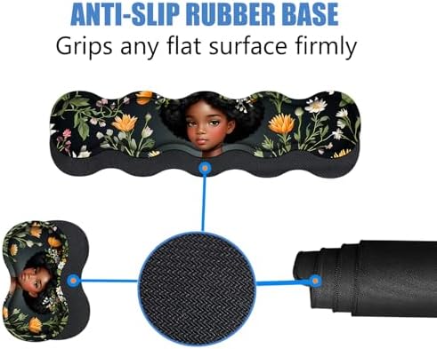 4 in 1 Ergonomic Memory Foam Mouse Pad Wrist Rest Set, Large XXL Gaming Desk Pad + Keyboard Wrist Rest + Mouse Wrist Cushion + Coaster for Home Office Study Gaming, African American Black Girl - Image 4