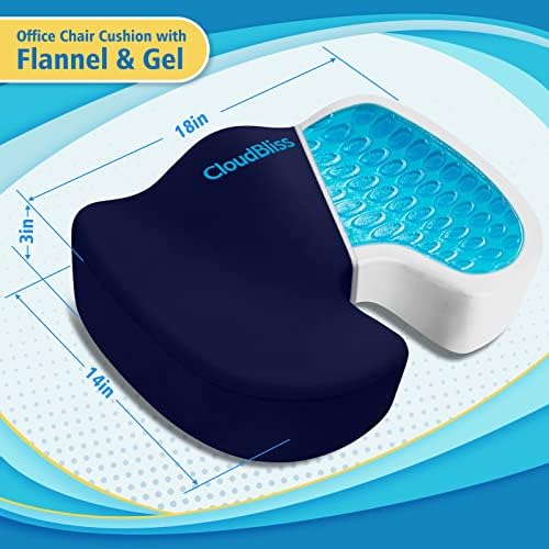 CloudBliss Gel Memory Foam Seat Cushion for Long Sitting, Large, Blue - Image 2