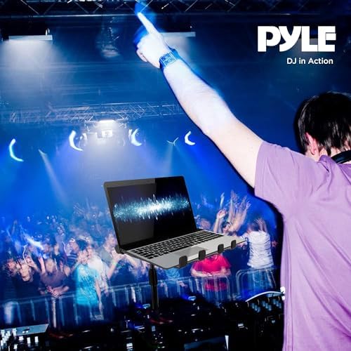 Pyle Portable Folding Laptop Stand - Standing Table with Adjustable Angle, Foldable Height and Four Prong Anti-Slip Tray for iPad, Tablet, DJ Mixer, Workstation, Gaming and Home Use - PLPTS55 - Image 2