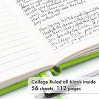feela 15 Pack Pocket Small Notebooks Bulk, Mini Cute Memo Notepads Hardcover College Ruled Lined Journals with Pen Holder for Women Girls Office School, with 15 Black Pens, 3.5”x 5.5”, A6, Green - Image 3